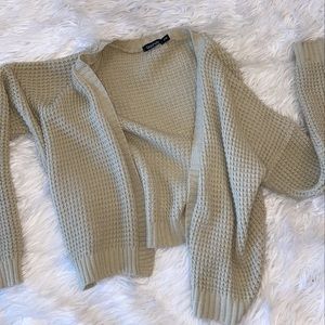 boohoo brown knit cardigan